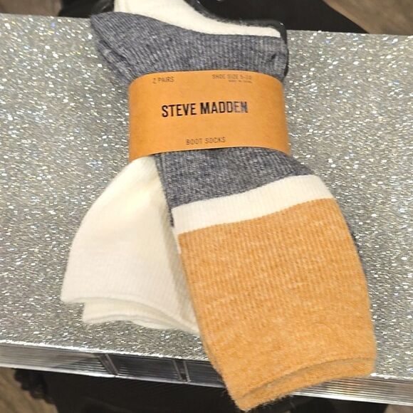 Steve Madden Solid/Striped Boot Sock- 2Pair - Picture 3 of 6